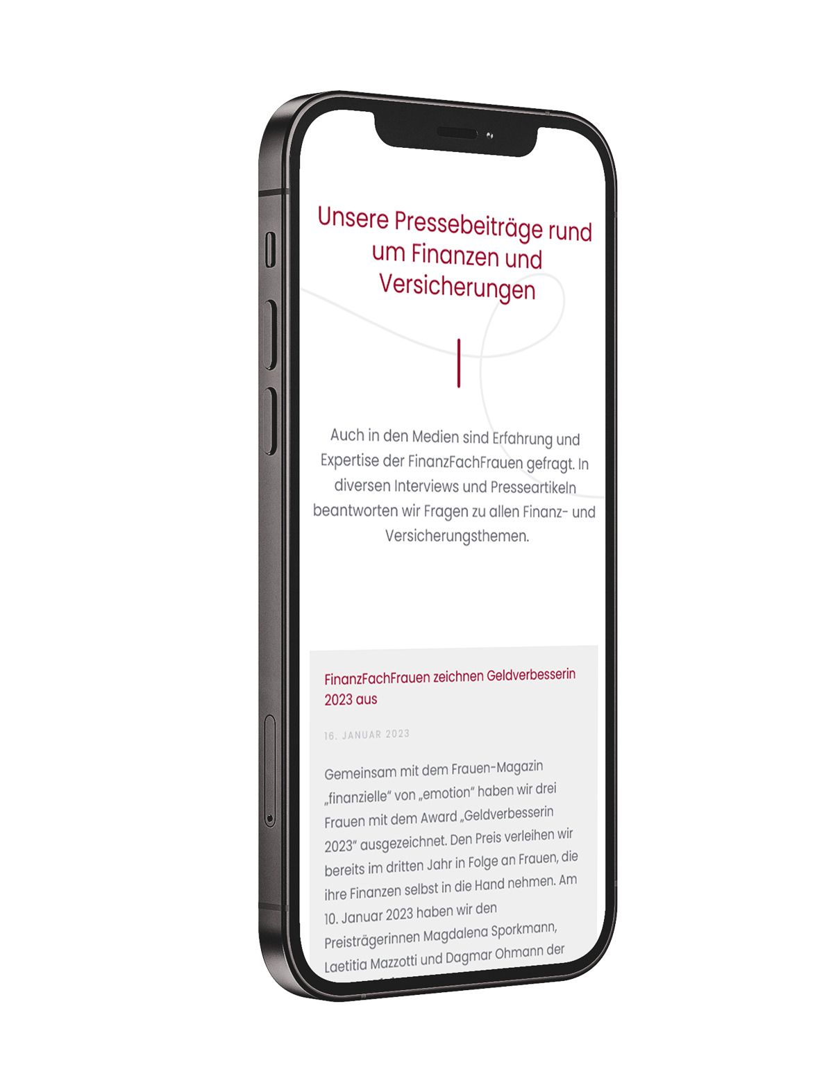 FinanzFachfrauen Website Design Mobil